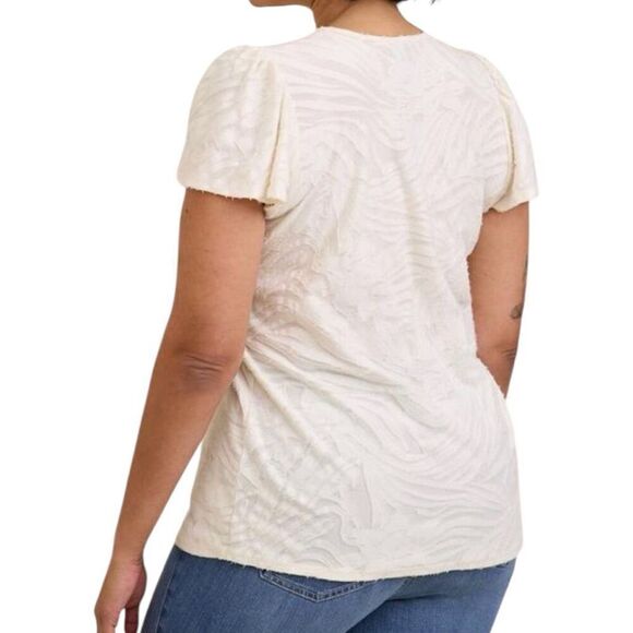 Torrid Black & White Knit Jacquard Crew Neck Flutter Sleeve Tee 3 3XL 2pc Bundle - Picture 5 of 14